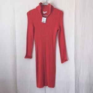 Cooperative by Urban Outfitters Red Ribbed Midi Quarter Zip Dress Size Small NWT